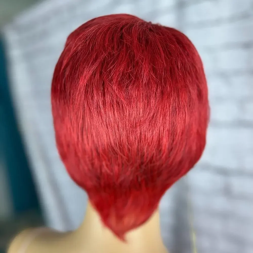 Womens Orange/Red Wig Short Wispy Bangs